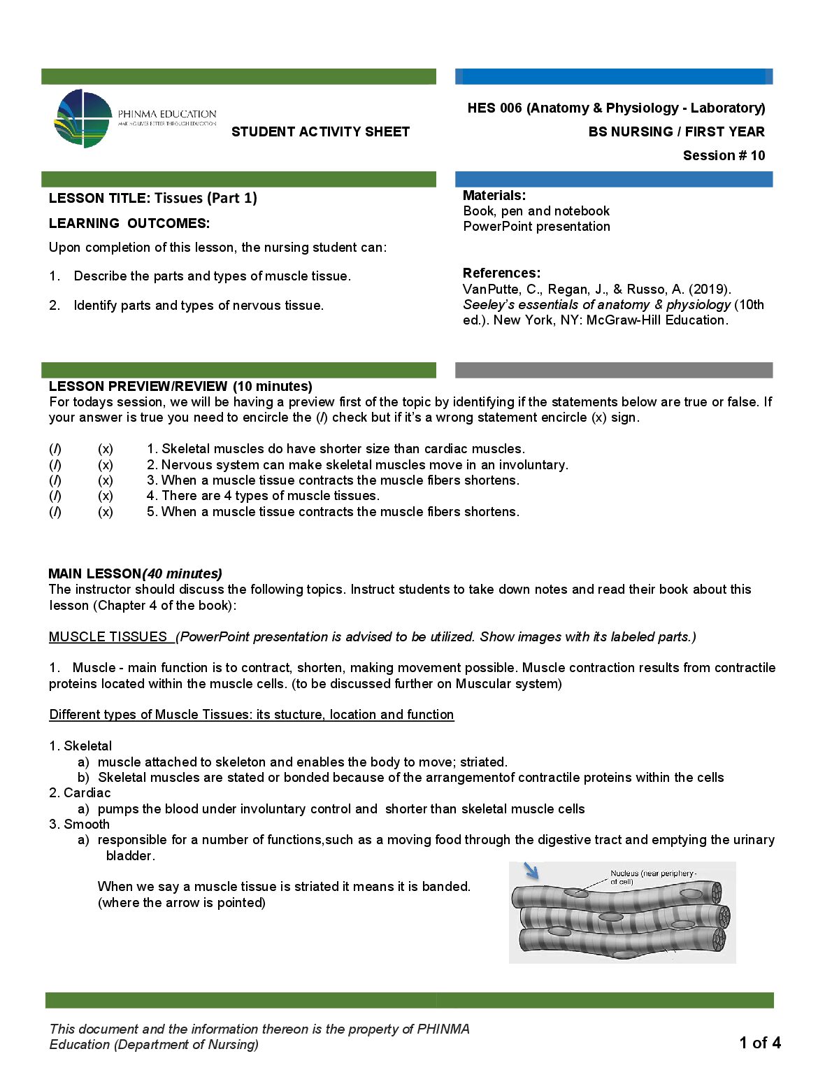 HES 006 (Anatomy & Physiology - Laboratory) ES-006-Lab-Session-10-SAS STUDENT ACTIVITY SHEET preview image