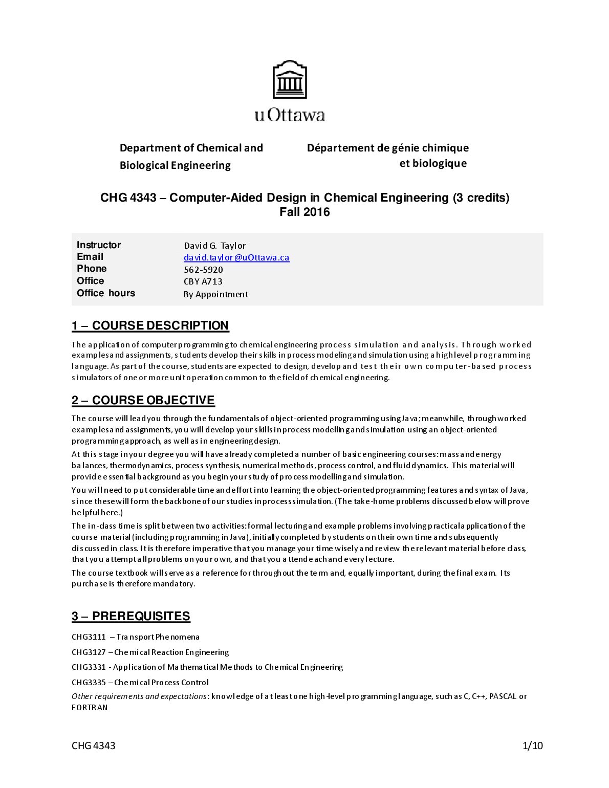 CHG 4343 – Computer-Aided Design in Chemical Engineering (3 credits) preview image