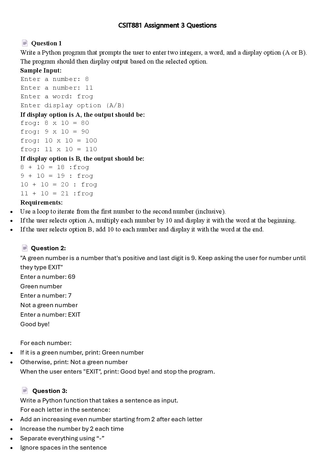 CSIT881 Assignment 3 Questions preview image