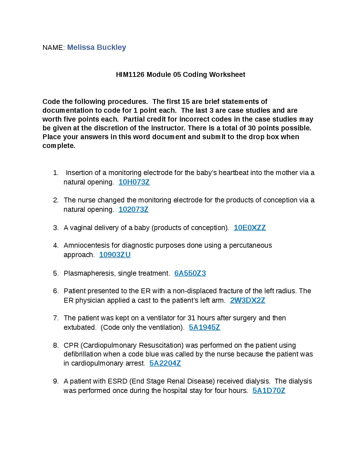 HIM1126 Module 05 Coding Worksheet preview image