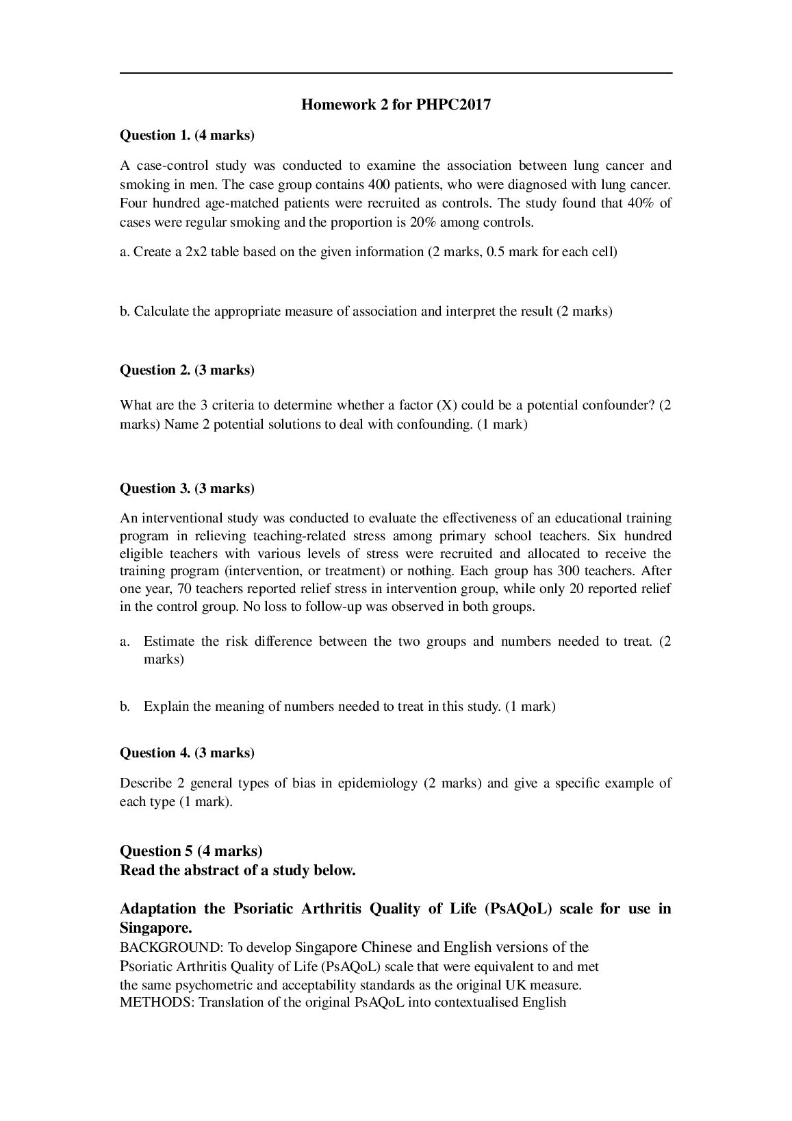 PHPC2017A Epidemiology Homework 2 22-23. preview image