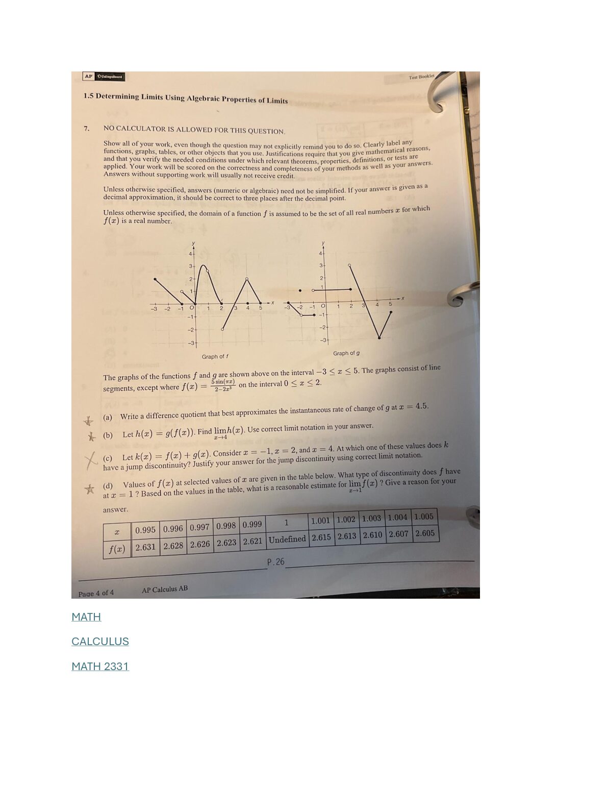 Determining Limits Using Algebraic Properties of Limits preview image