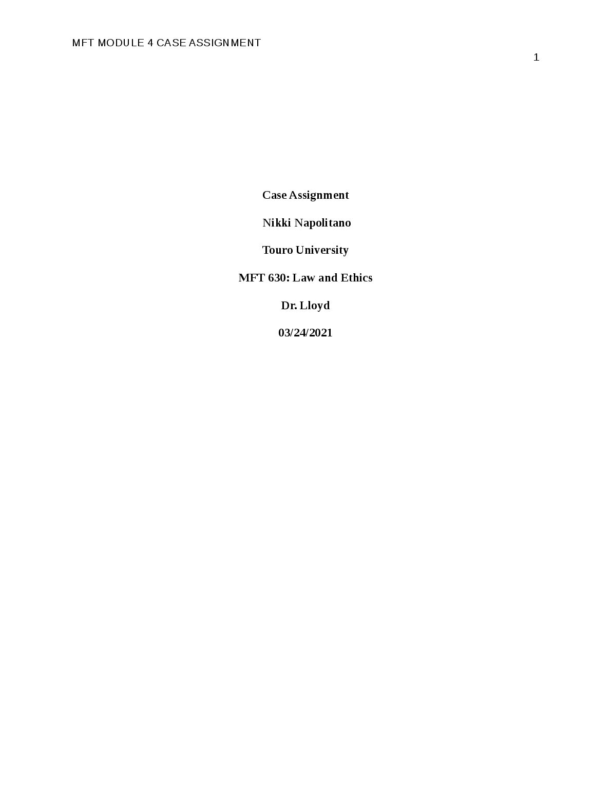 MFT 630: Law and Ethics preview image