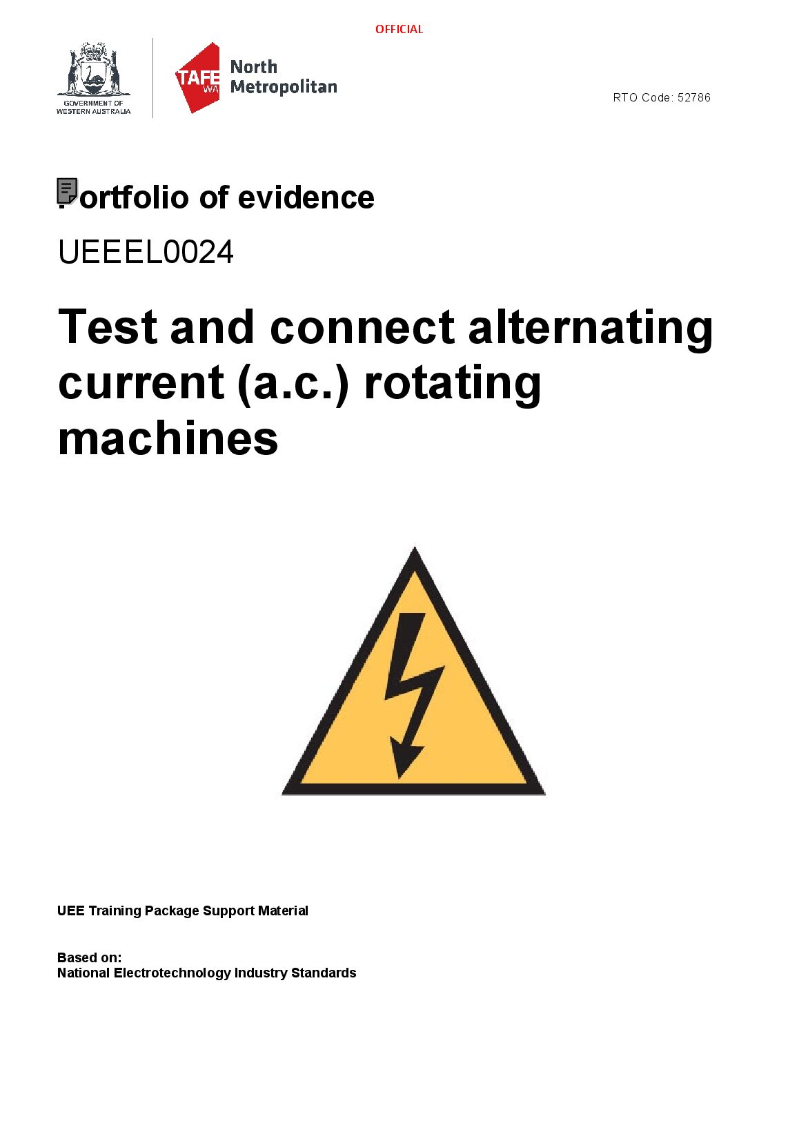 UEEEL0024 Test and connect alternating current (a.c.) rotating machines preview image