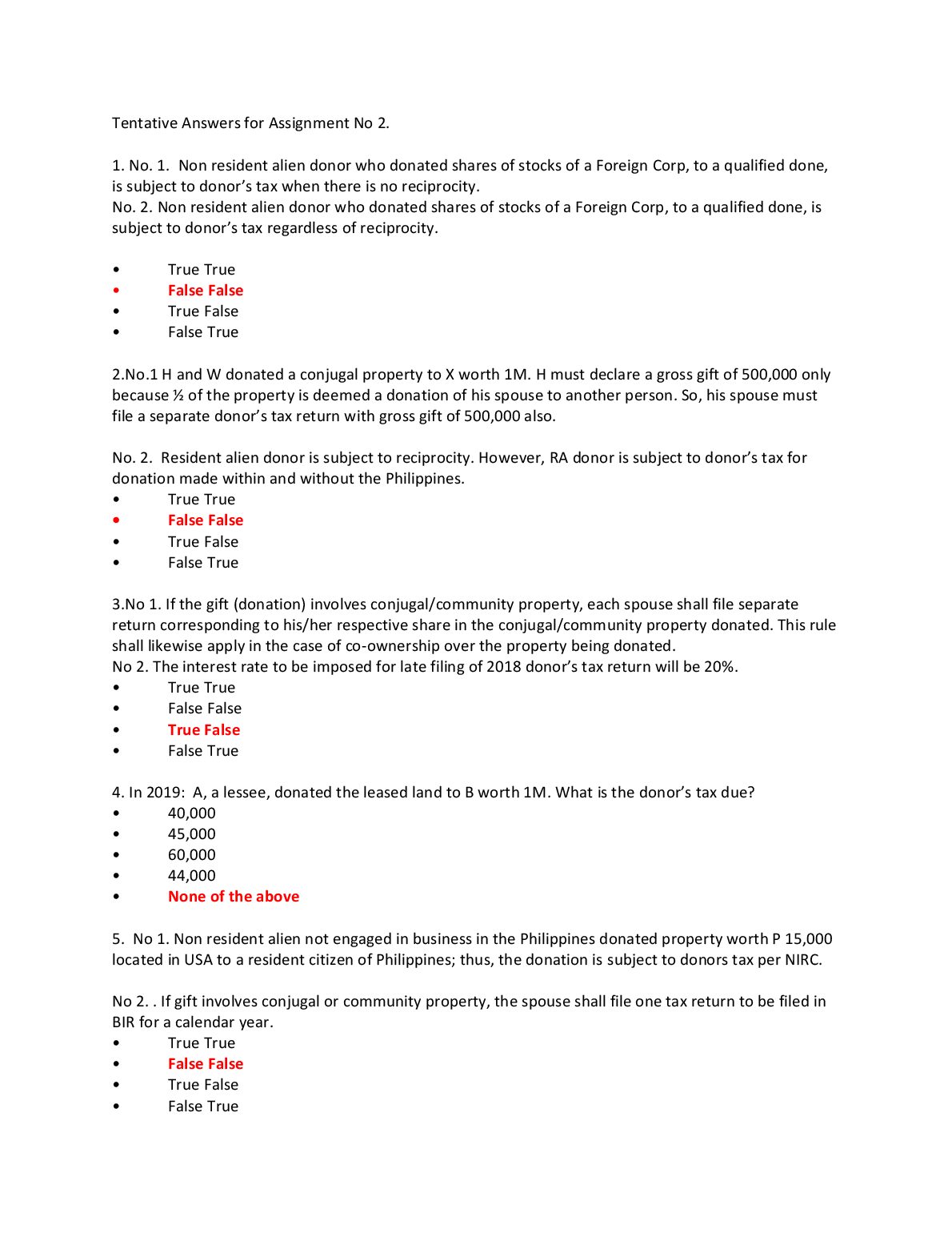 TAX Q&A Tentative Answers for Assignment No 2. preview image
