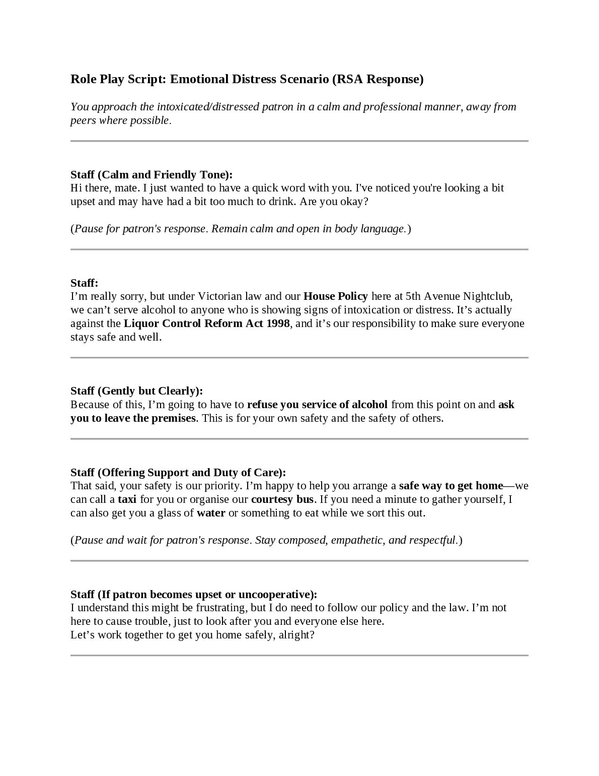 Role Play Script: Emotional Distress Scenario (RSA Response) preview image