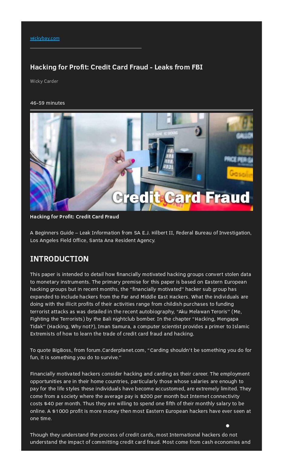 Hacking for Profit_ Credit Card Fraud - Leaks from FBI. preview image
