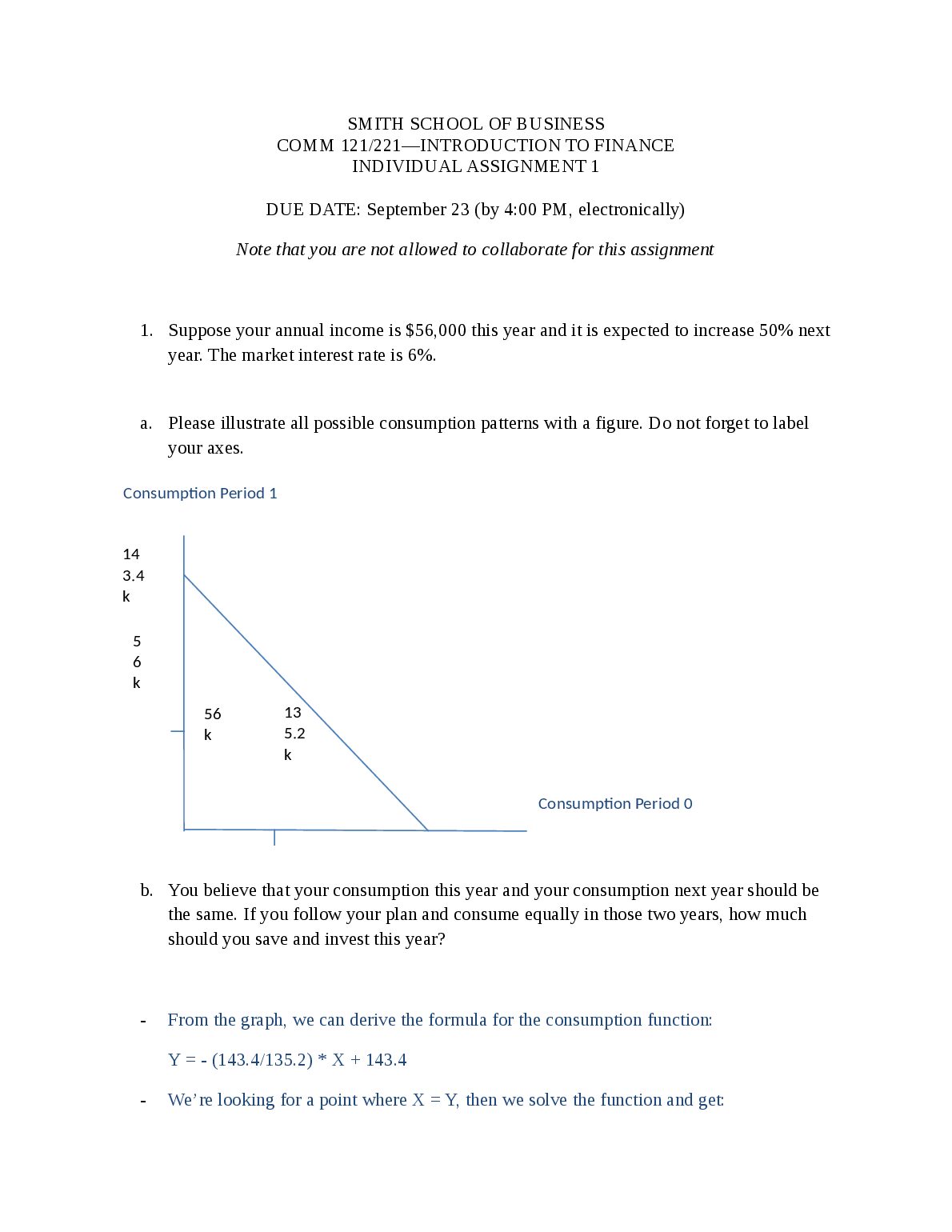 SMITH SCHOOL OF BUSINESS COMM 121/221—INTRODUCTION TO FINANCE INDIVIDUAL ASSIGNMENT 1 preview image
