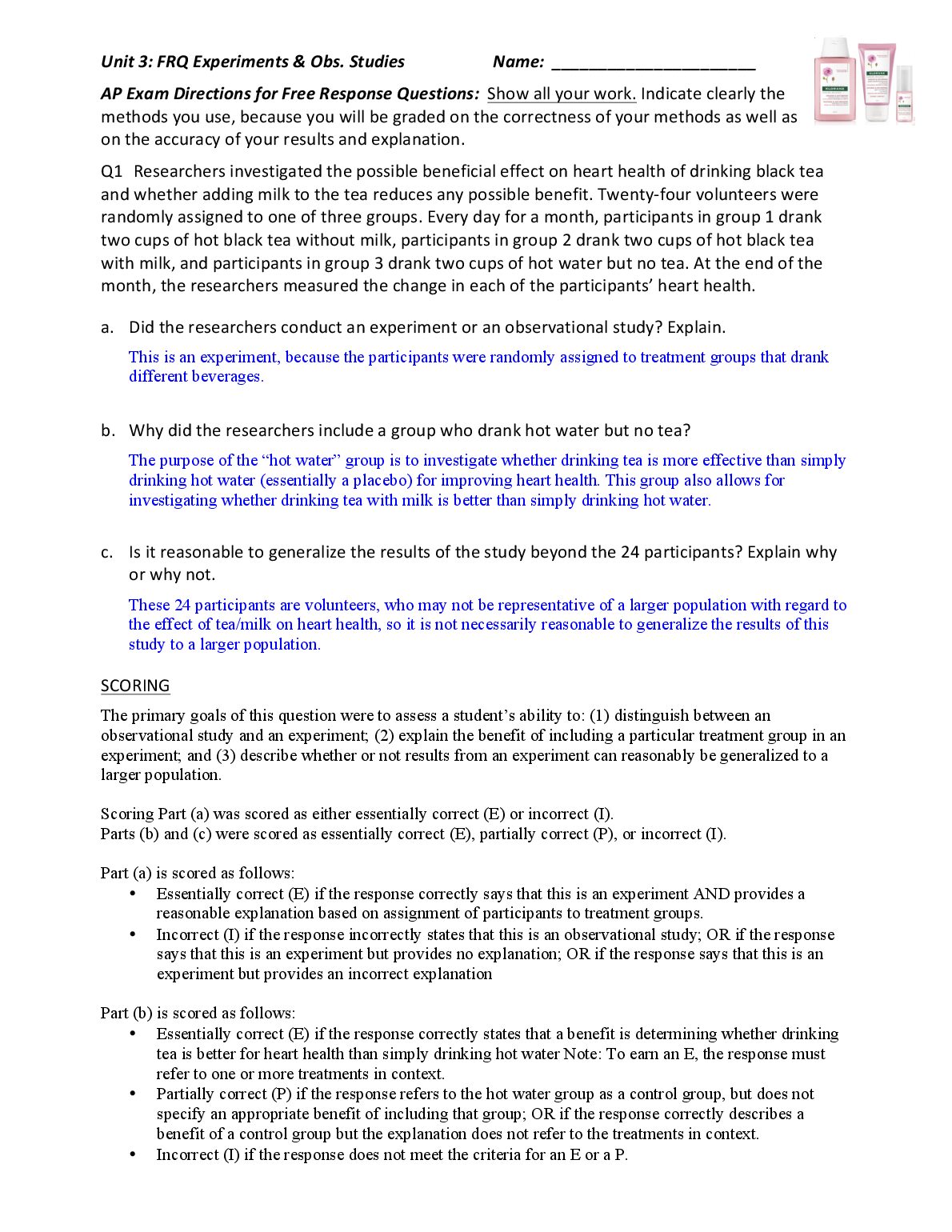FRQ experiments obs studies KEY practice preview image
