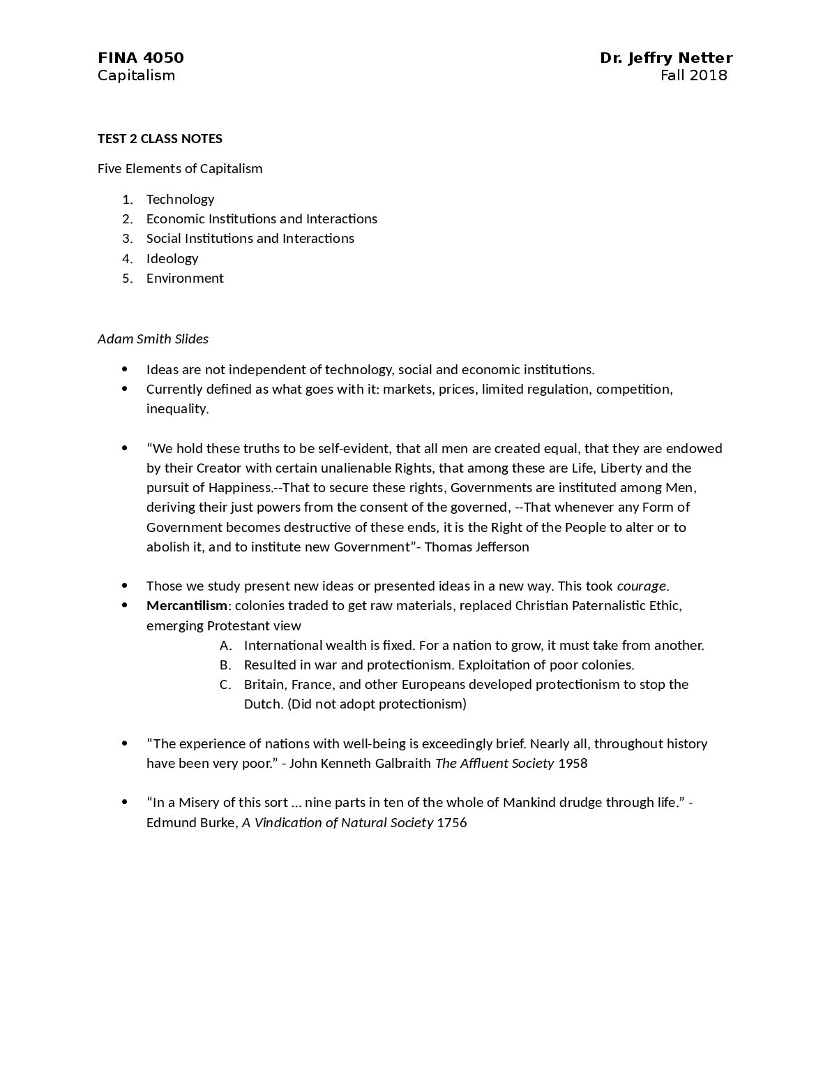 FINA 4050 Capitalism Test 2 Notes preview image